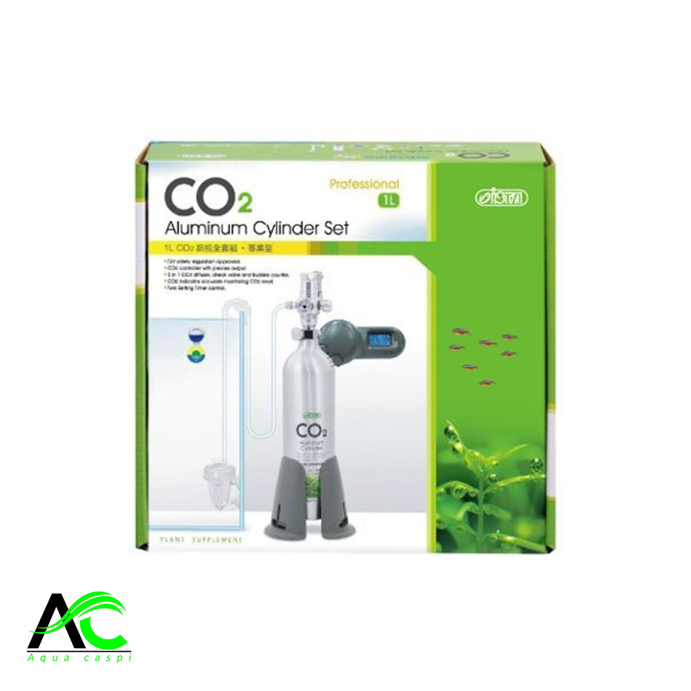 ista ست کامل دی اکسید کربن تک گیج مدل CO2 Aluminum Cylinder Set Face up - Professional I-678